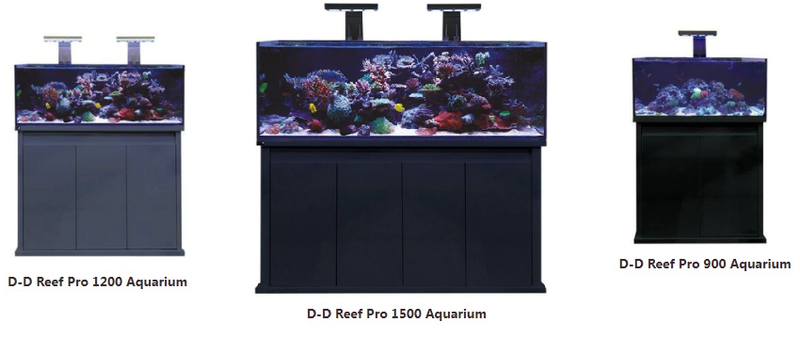 three different types of aquariums with different colors